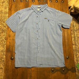 Columbia Light Blue Plaid Short Sleeve Shirt